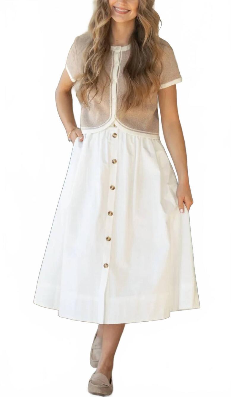NEW SAGE THE LABEL lily pond midi skirt in beige